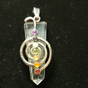 Silver Chakra Pendant with Crystal Accents